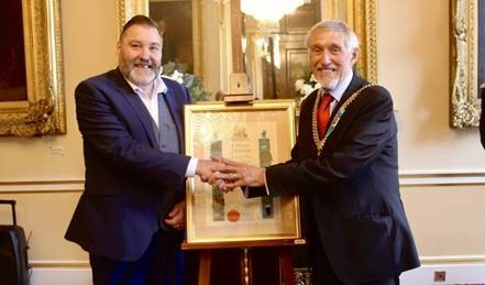 Bob receiving Citizen of Honour